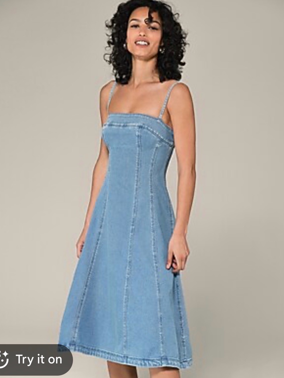 Express Light Blue Jean Dress With Spaghetti Straps